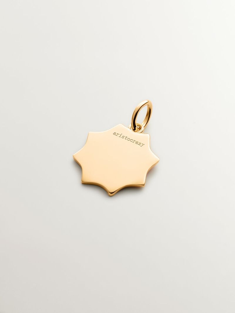 18K yellow gold plated 925 sterling silver charm with star-shaped yellow enamel initial C image number 1