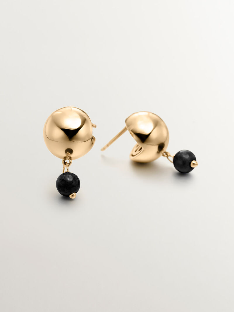 925 silver earrings bathed in 18k yellow gold with black ónix image number 2
