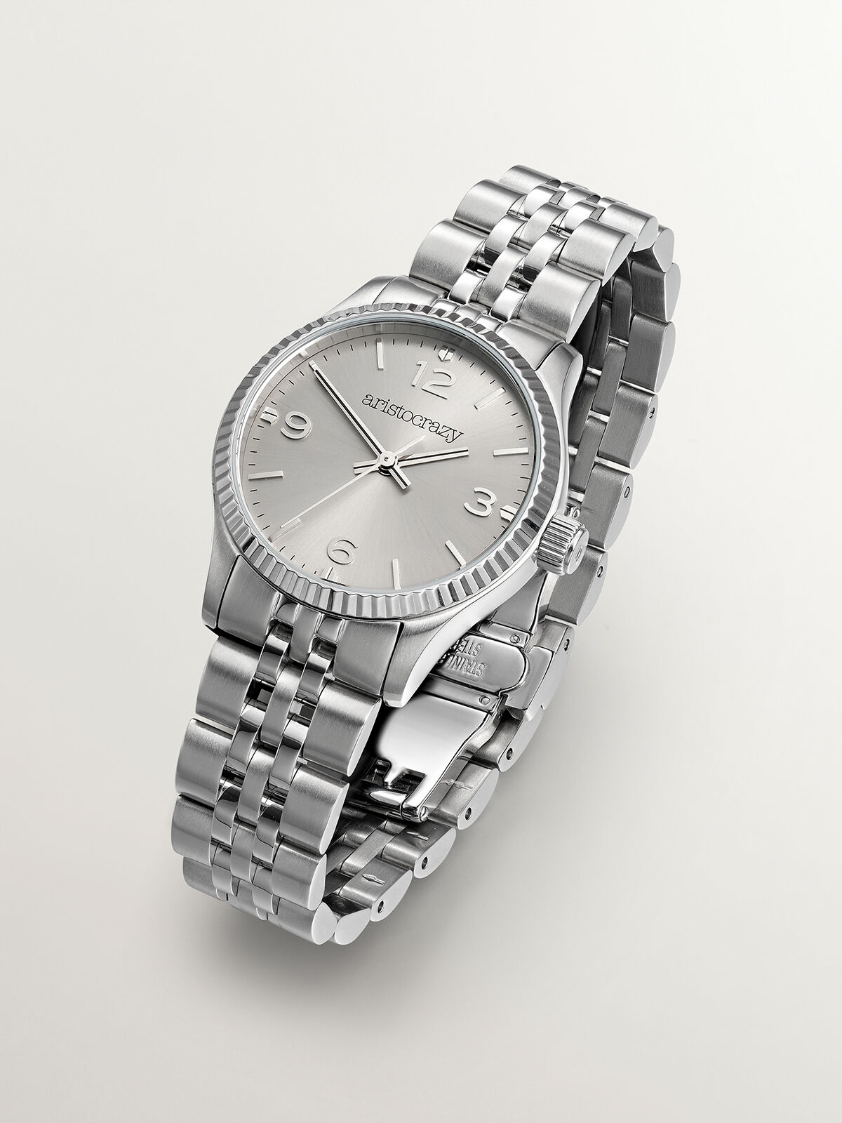 St. Barth Armis Watch with grey steel strap and grey dial