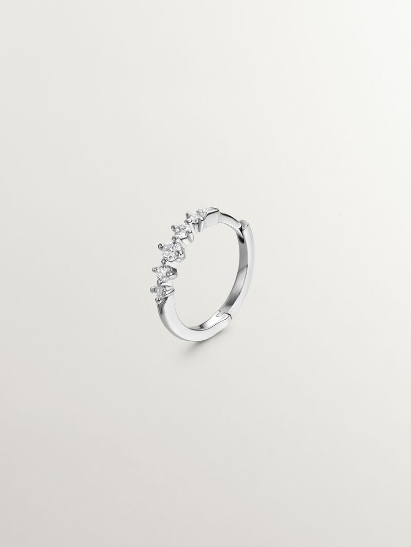 18k white gold single hoop earring with diamonds 0.016 cts image number 0