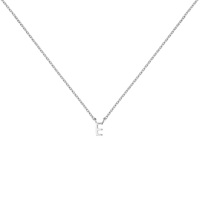 White gold Initial E necklace , J04382-01-E, hi-res