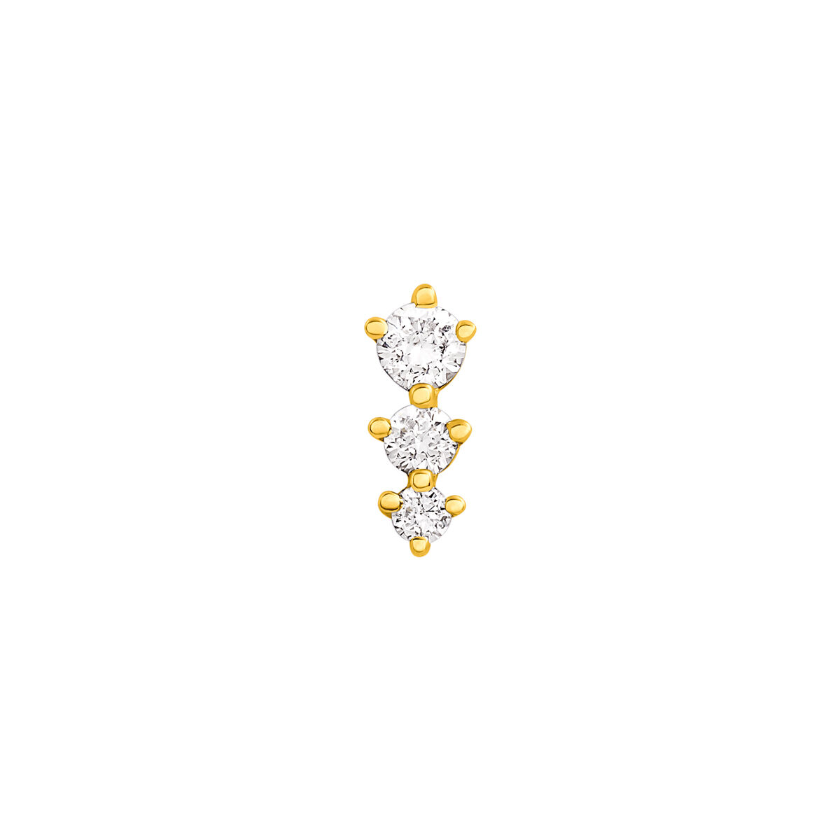 Single triple diamond earring in 18k yellow gold, J03356-02-H, hi-res