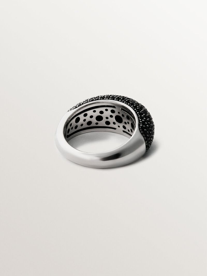 925 silver ring with paved black spinels image number 4