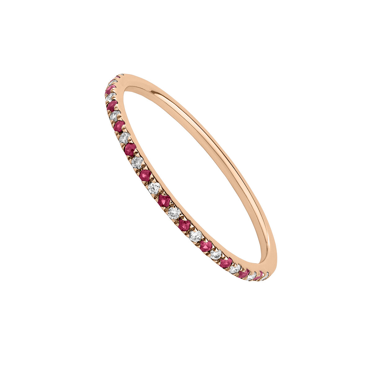 Ring in 9k rose gold with red rubies and diamonds, J05049-03-RU, hi-res