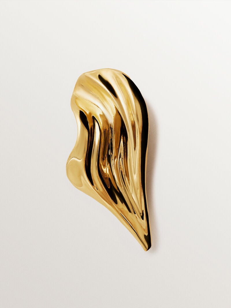 Textured 18K yellow gold plated 925 silver brooch image number 0