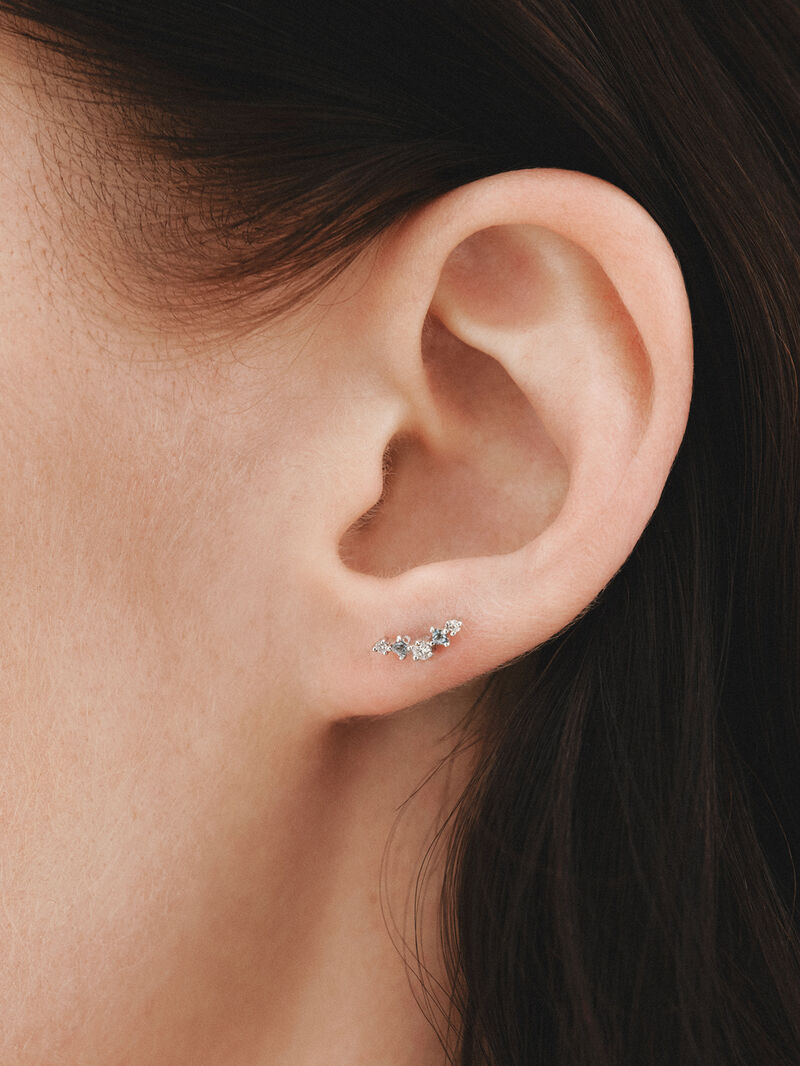 18K gold single earring with blue topaz image number 1