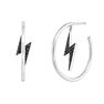 Silver spinel hoop earrings with lightning bolt, J03631-01-BSN