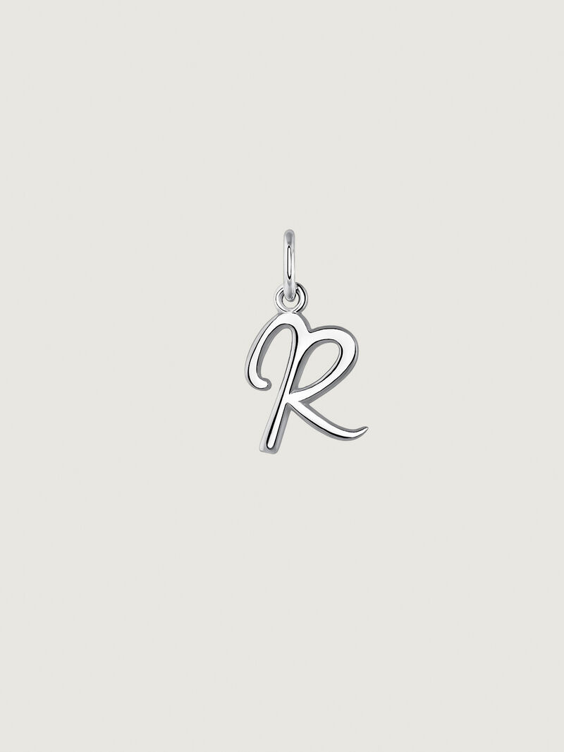 925 Silver Charm with Initial R image number 0
