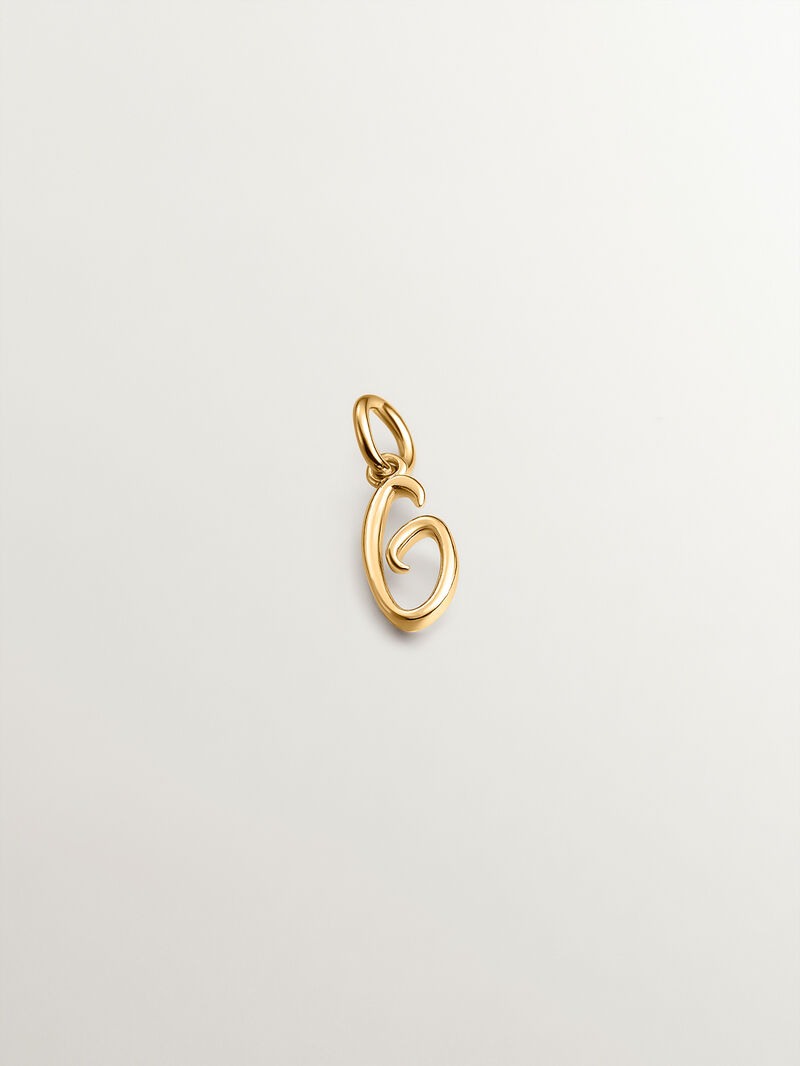 925 Silver charm bathed in 18K yellow gold with initial M. image number 0