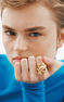 Anillo ancho camaleón de plata bañada en oro amarillo de 18kt , J03178-02