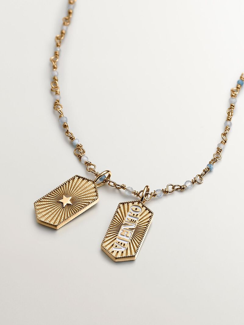 925 silver charm bathed in 18k yellow gold wind with white enamel image number 8
