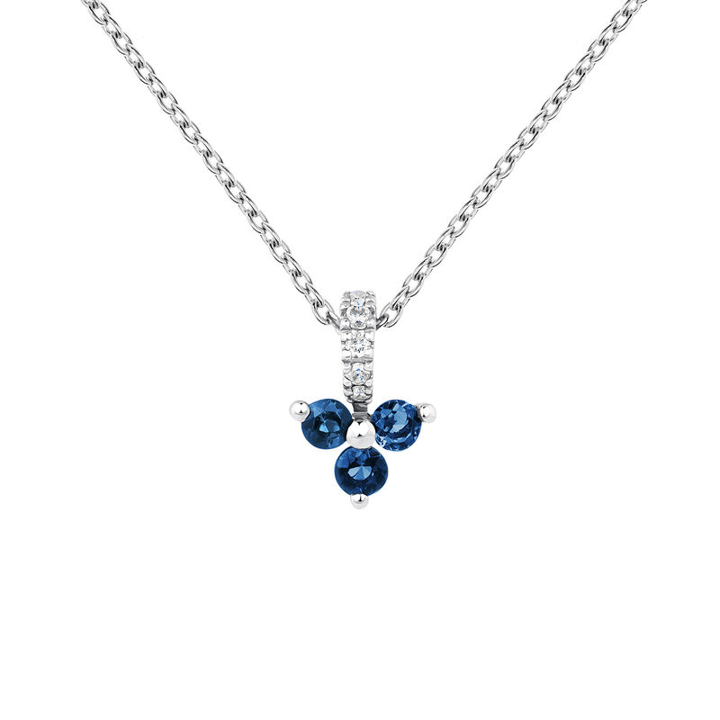 9 kt white gold diamonds and clover sapphire pendant , J04080-01-BS, mainproduct