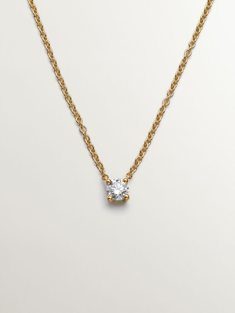 18K yellow gold solitaire pendant with 0.15 ct diamond image number 0