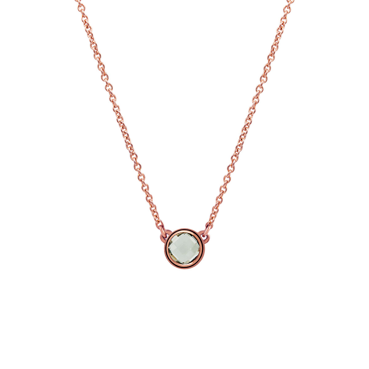 Rose gold plated chaton round quartz necklace , J00966-03-GQ, hi-res