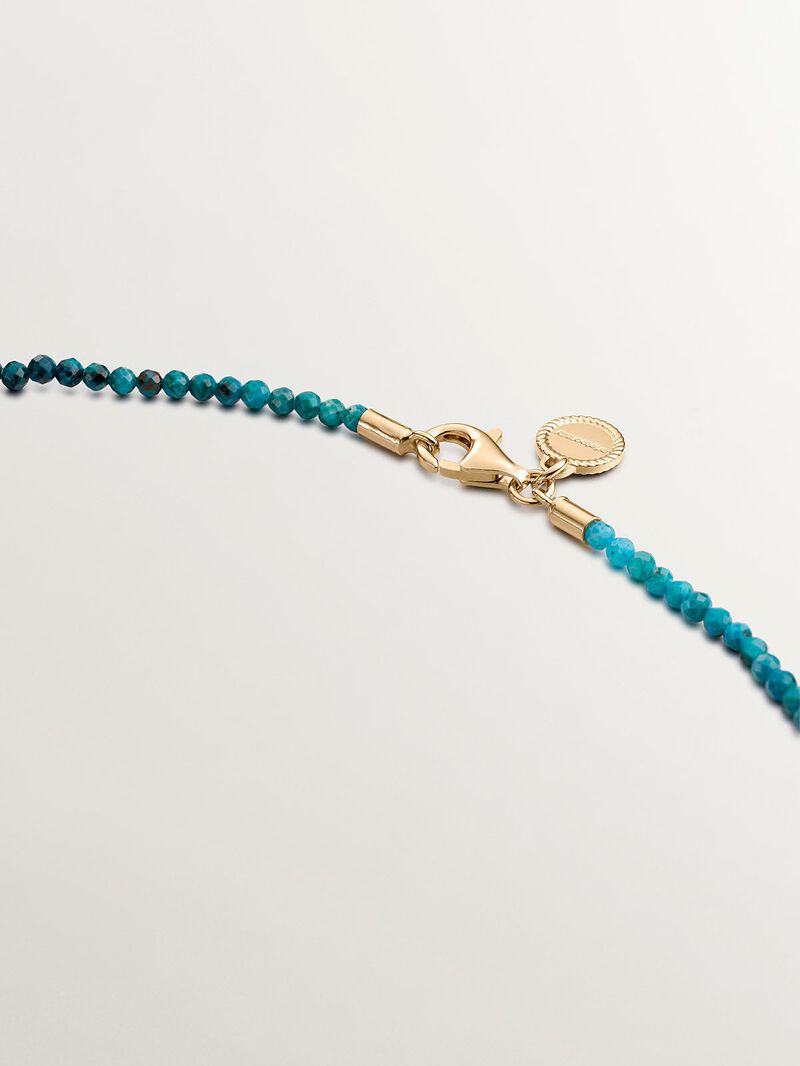 925 Silver necklace bathed in 18K yellow gold with chrysocolla beads. image number 2