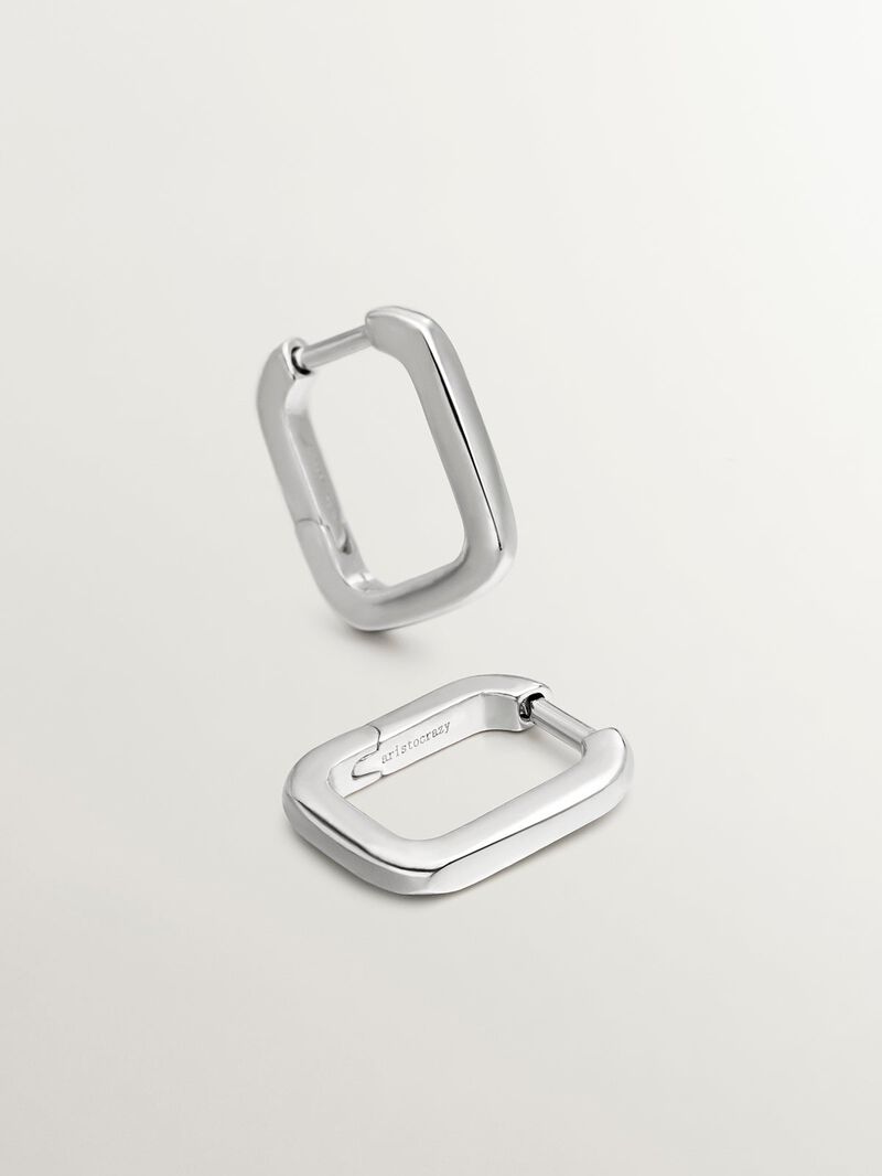 925 Silver Square Hoop Earrings image number 2
