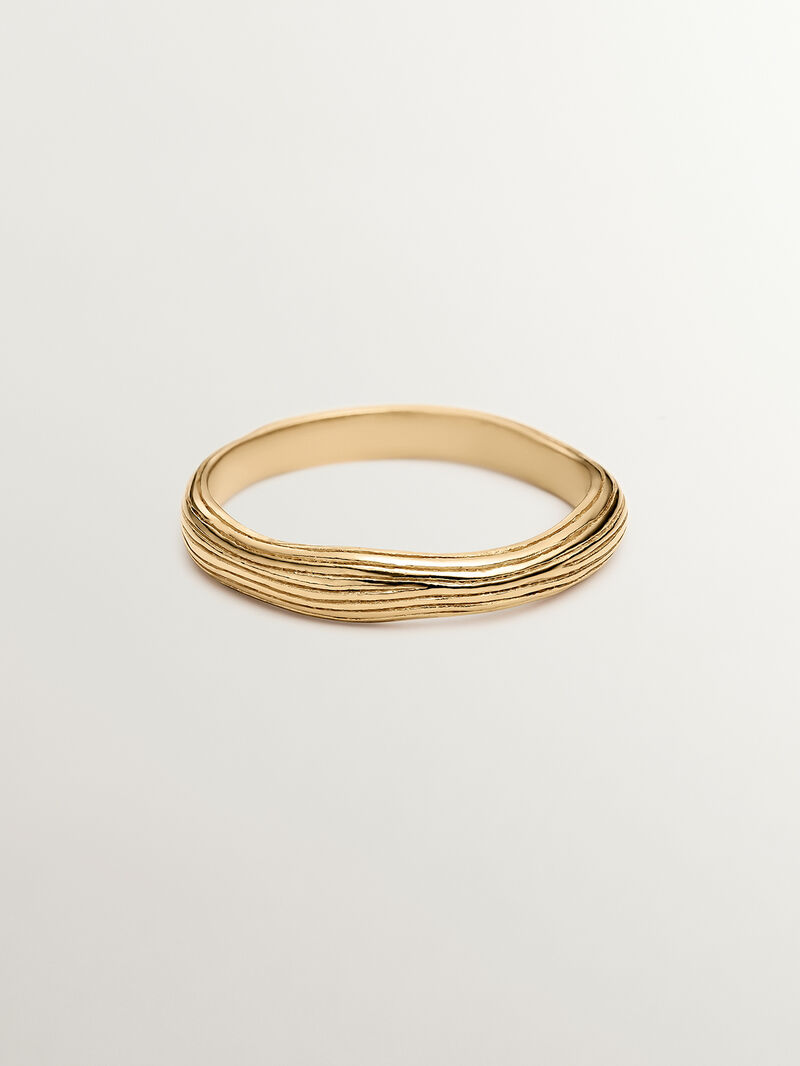 925 Silver ring bathed in 18K yellow gold with relief image number 2