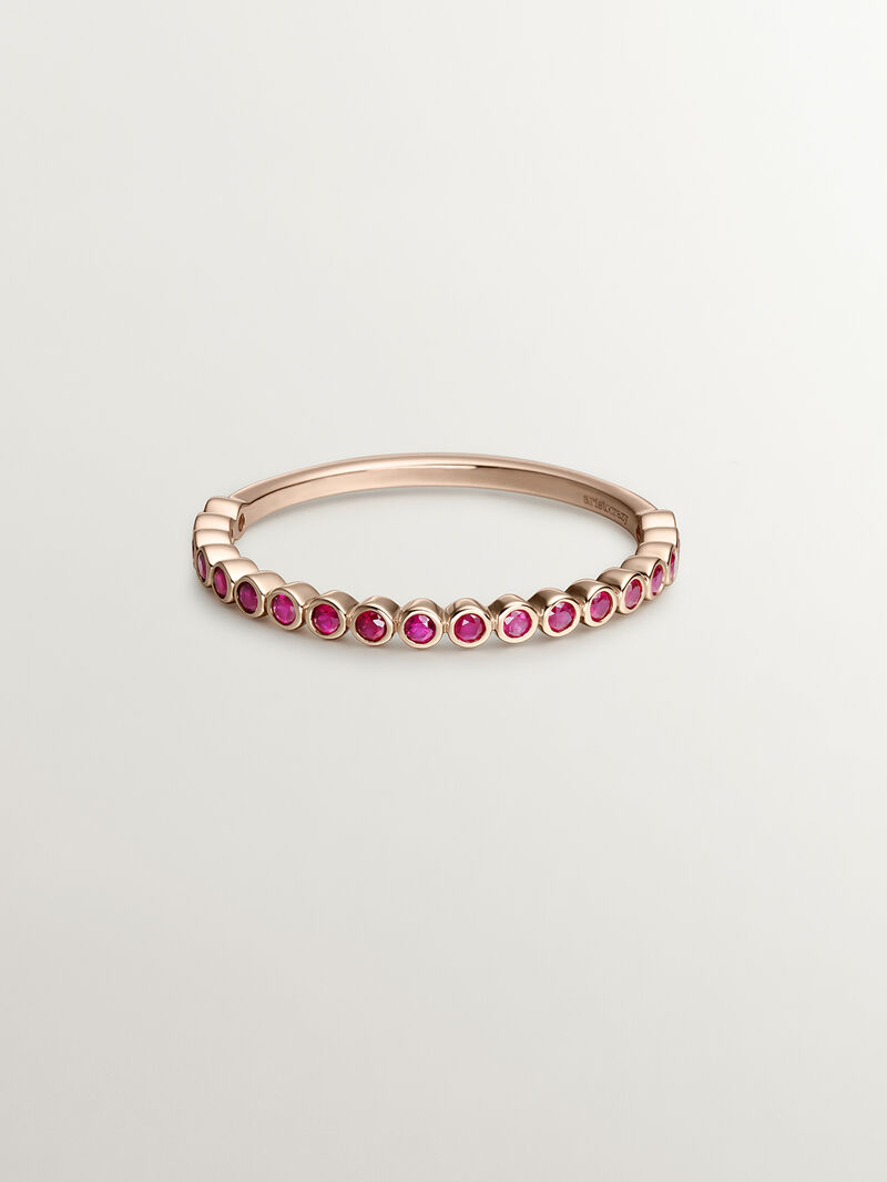 9K Rose Gold Ring with Rubies image number 2