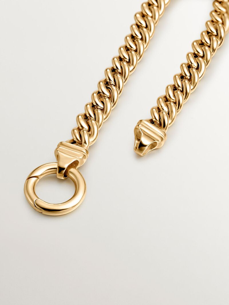 Barbados link chain bracelet in 925 silver plated in 18K yellow gold. image number 4