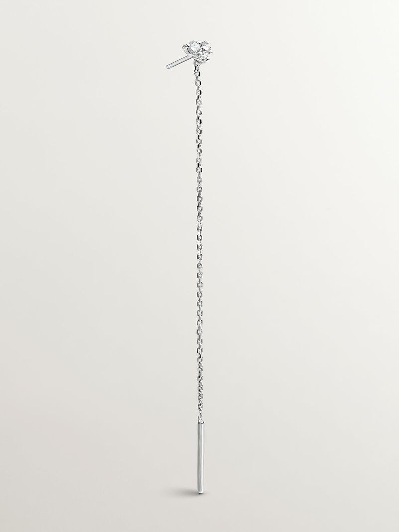 18K white gold single earring with chain and diamonds image number 0