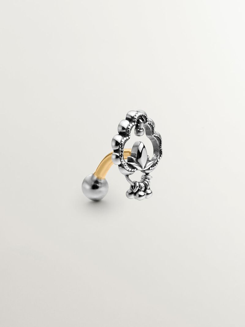 925 Silver and 9K Yellow Gold Belly Piercing with Cashmere image number 0