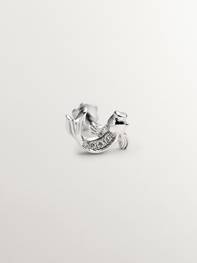 18K White Gold Piercing with Diamonds and Fish Shape image number 2