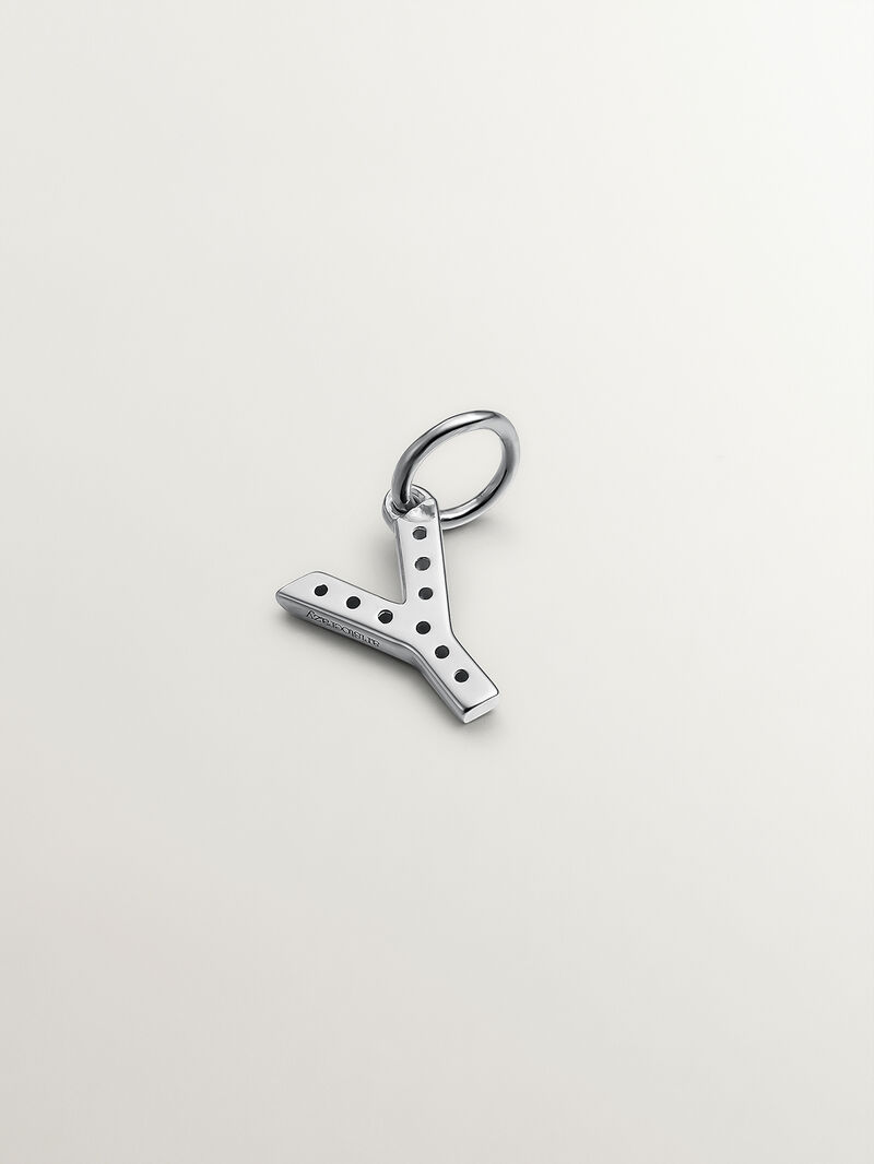 925 Silver Charm and White Topaz Initial Y image number 1