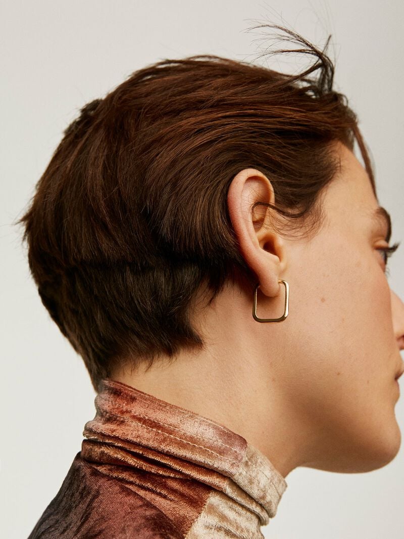 Large square hoop earrings made of 925 silver coated in 18K yellow gold image number 2
