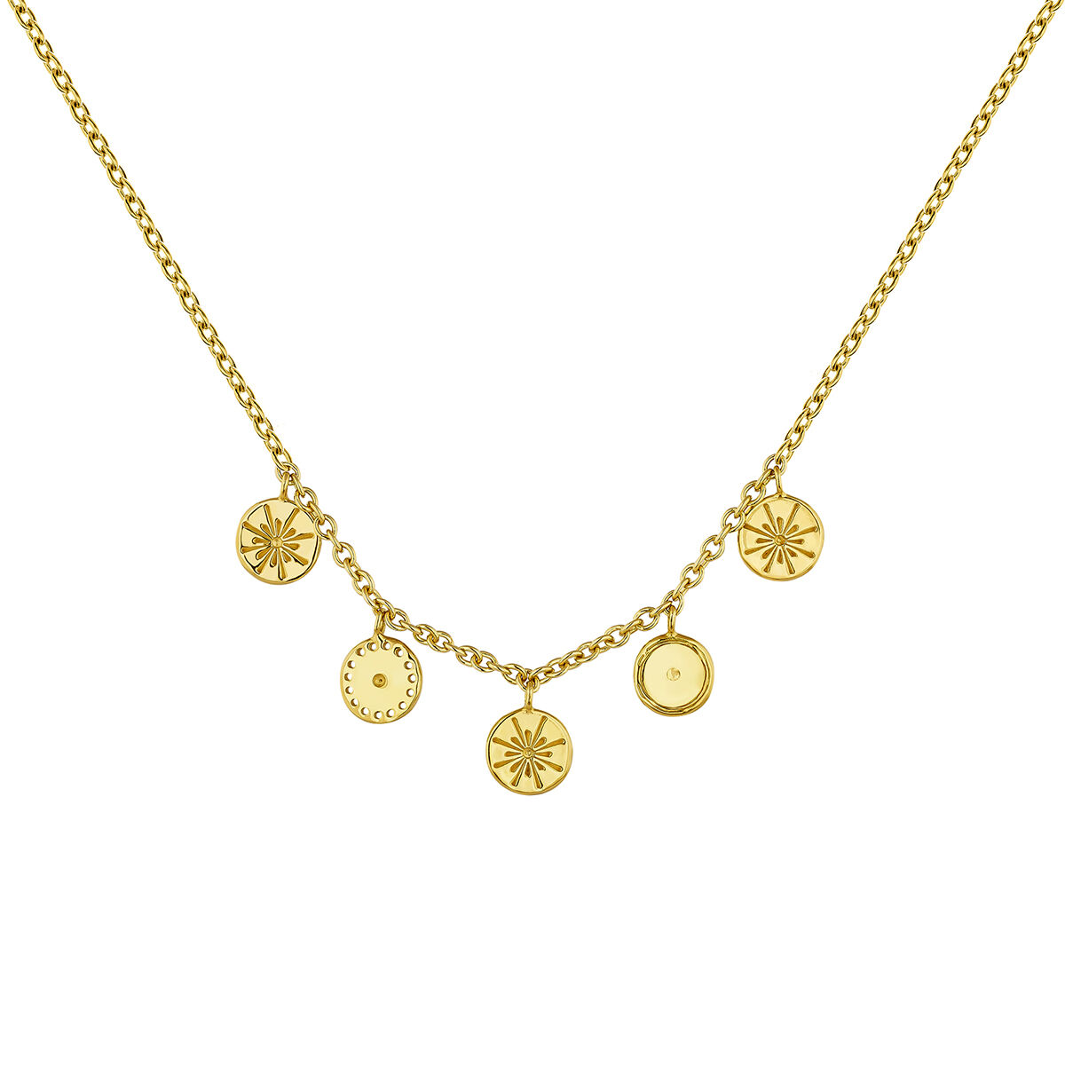 Gold plated round motifs ethnic necklace , J04446-02, hi-res