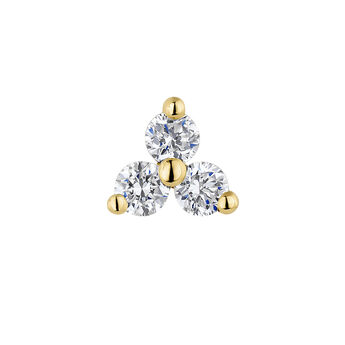 Piercing trèfle en or 18 Kt avec diamants, J04352-02-H-18,hi-res