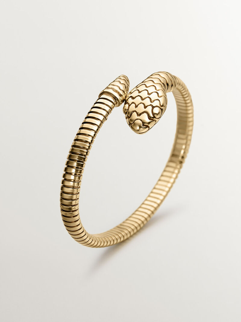 18K Yellow Gold Plated 925 Sterling Silver Rigid Bracelet with Snake Design image number 2