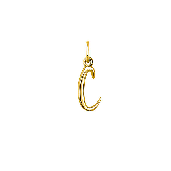 Gold-plated silver C initial charm , J03932-02-C,hi-res