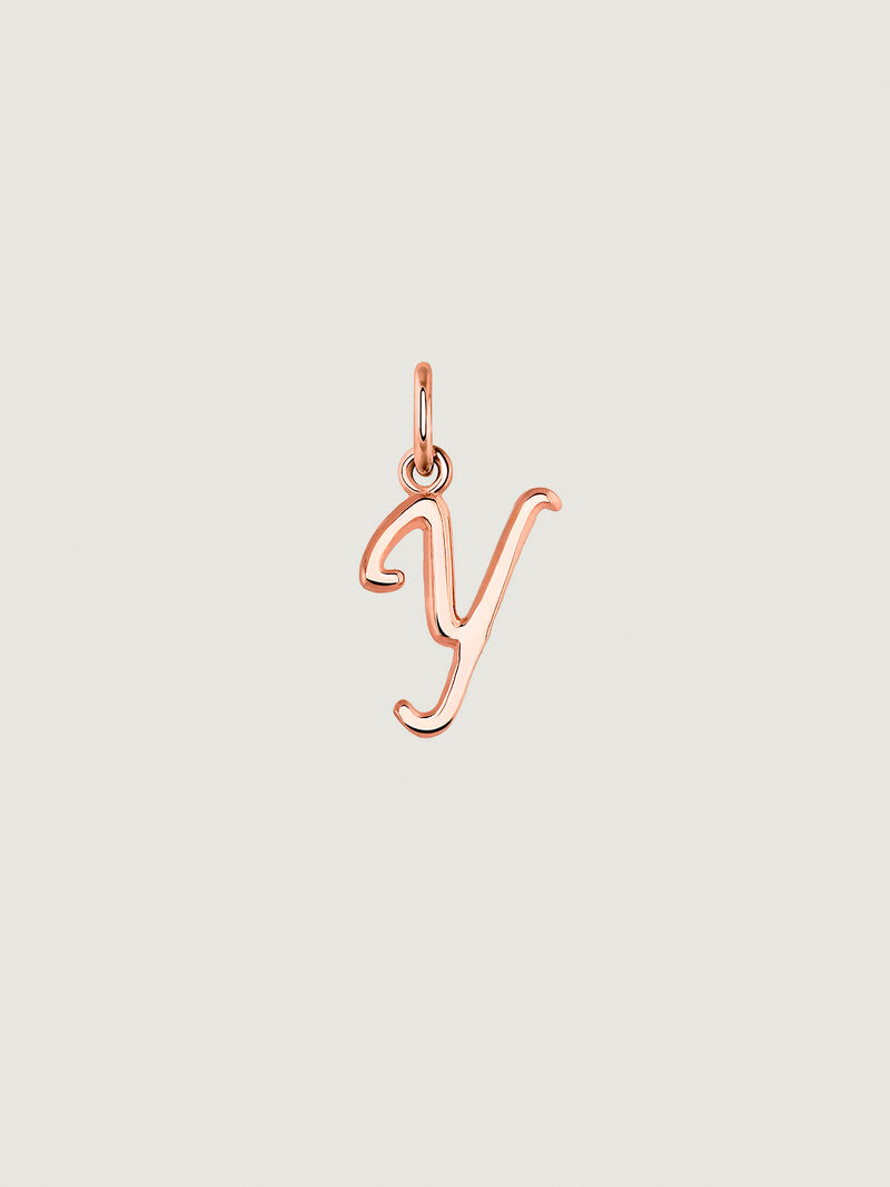 Charm made of 925 silver bathed in 18K rose gold with initial Y. image number 0