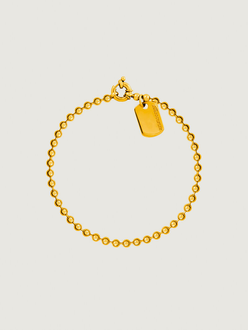 925 silver bracelet bathed in 18K yellow gold with beads. image number 0