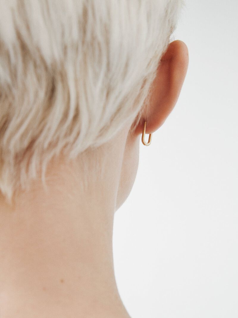 Long silver ring earrings 925 bathed in 18k yellow gold image number 5