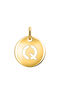 Gold-plated silver Q initial medallion charm  , J03455-02-Q