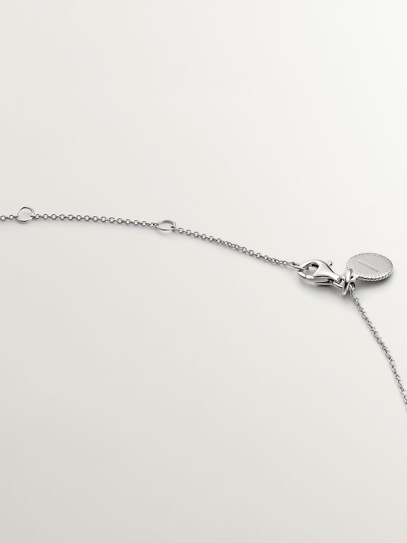 925 Silver Pendant with white topaz and border of white sapphires. image number 6