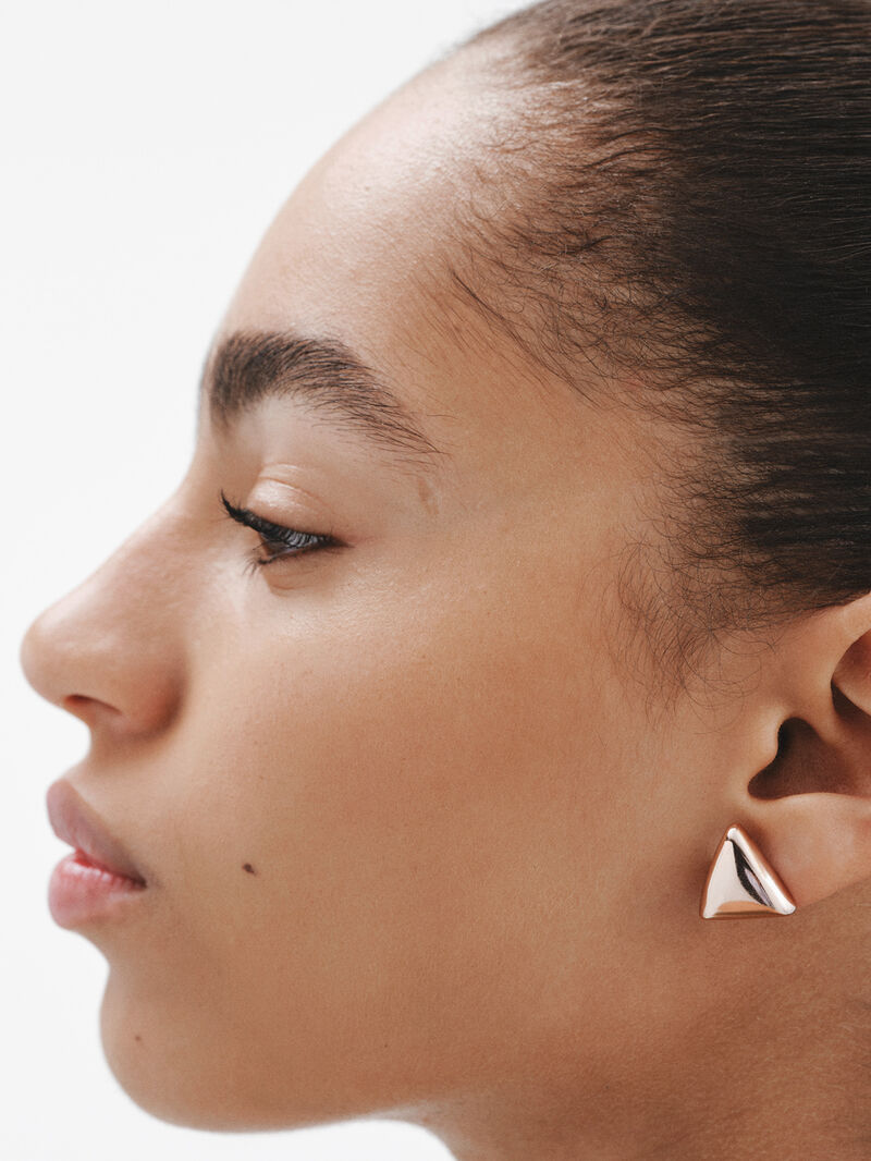 18K rose gold plated 925 silver earrings with triangular shape image number 1