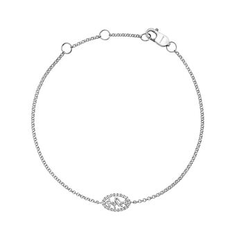 Bracelet en or blanc 18 K avec motif ovale en diamants , J05119-01,hi-res