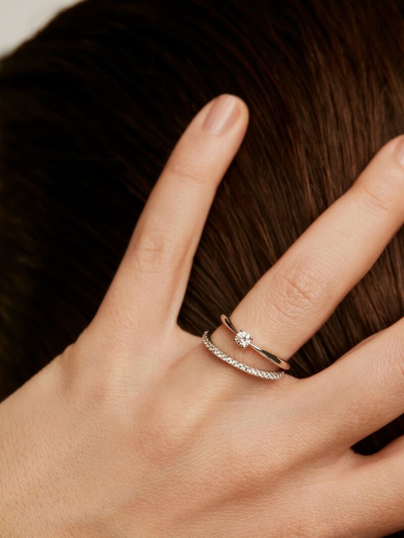 18K White Gold Solitaire Ring with 0.15cts Diamond image number 3
