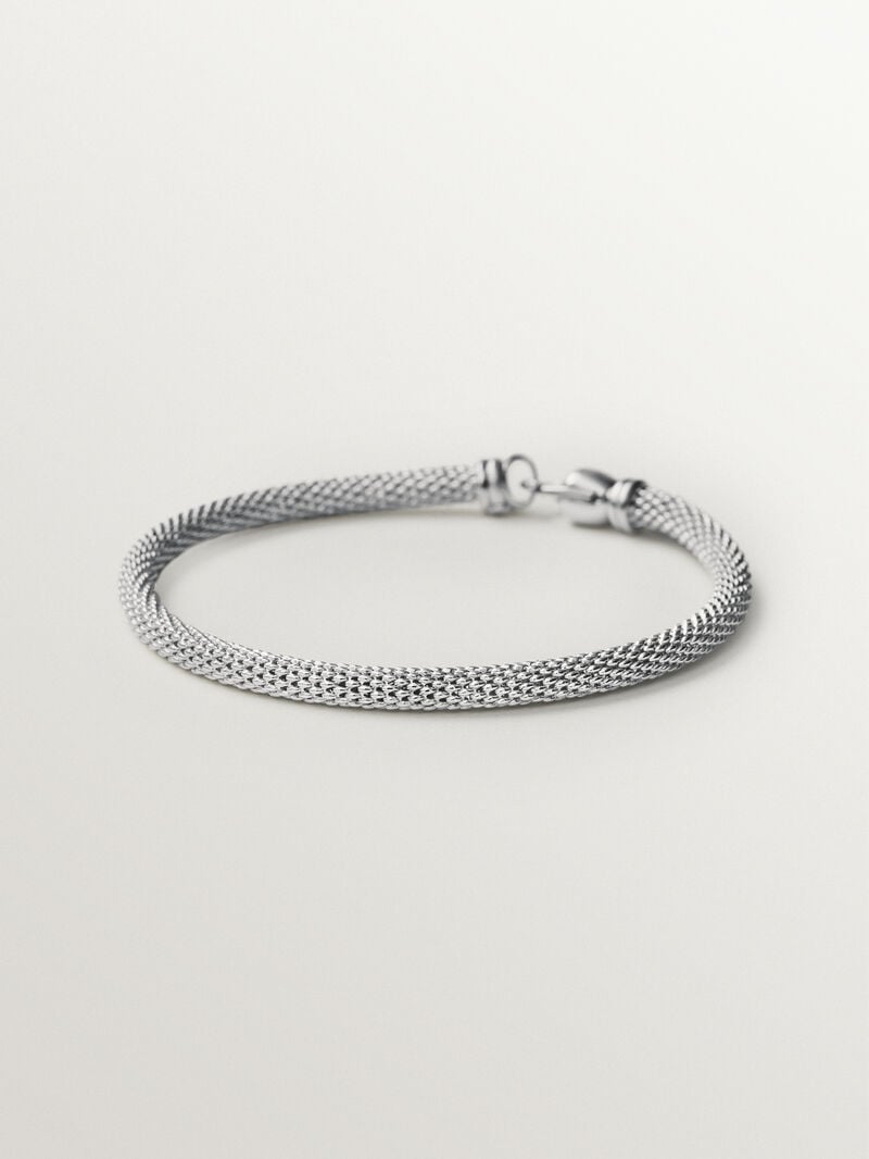 Pulsera de plata 925 con textura de malla image number 0