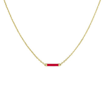Collier motif vernis rose or 9 carats, J05011-02-PKENA,hi-res
