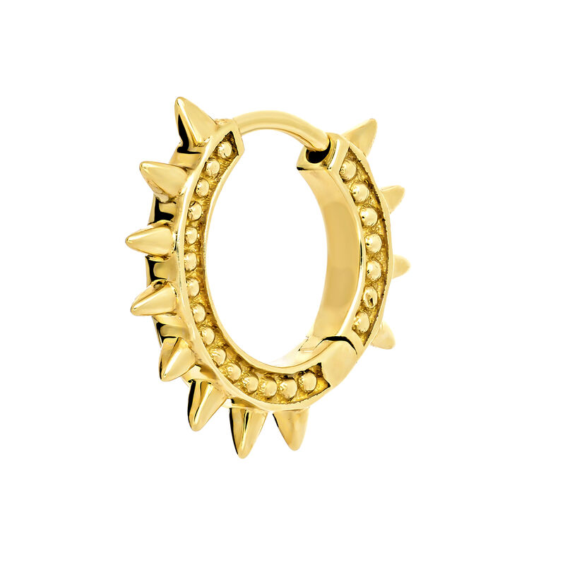 Gold hoop earring piercing with spikes , J03846-02-H, hi-res