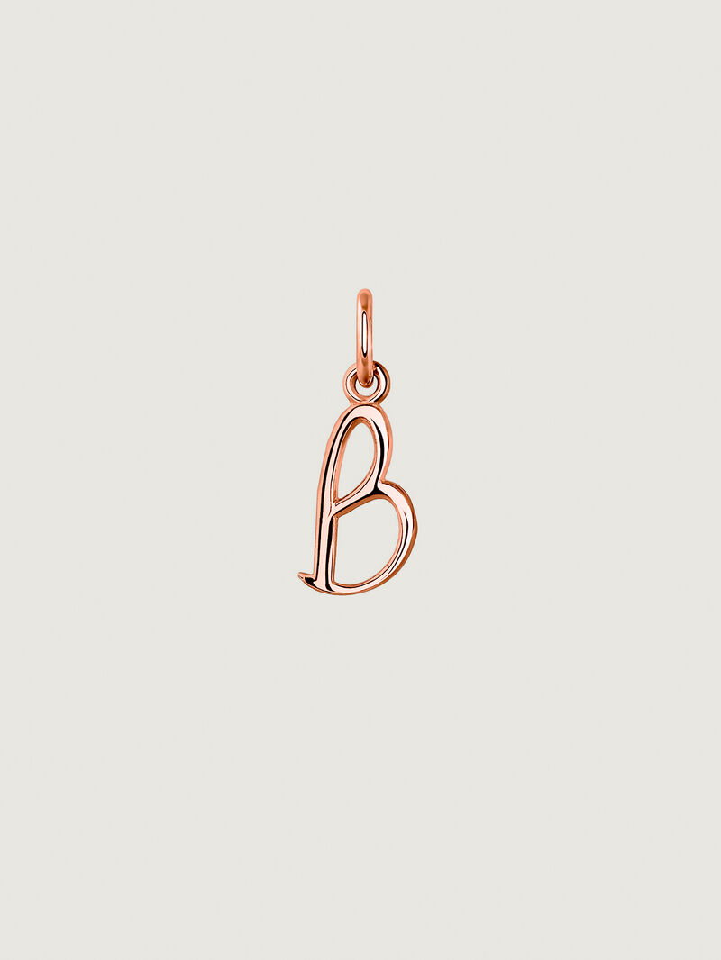18K Rose Gold Plated 925 Silver Charm with initial B. image number 0