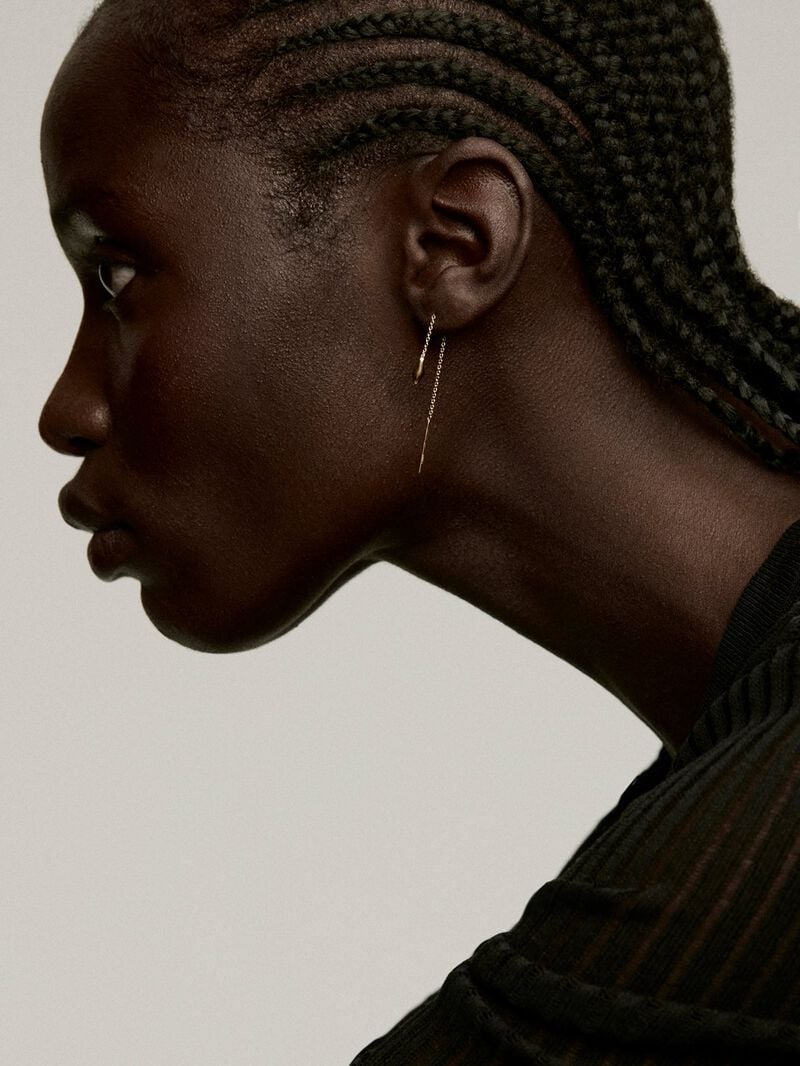 Individual 925 silver earring bathed in 18K yellow gold with a snake head. image number 3