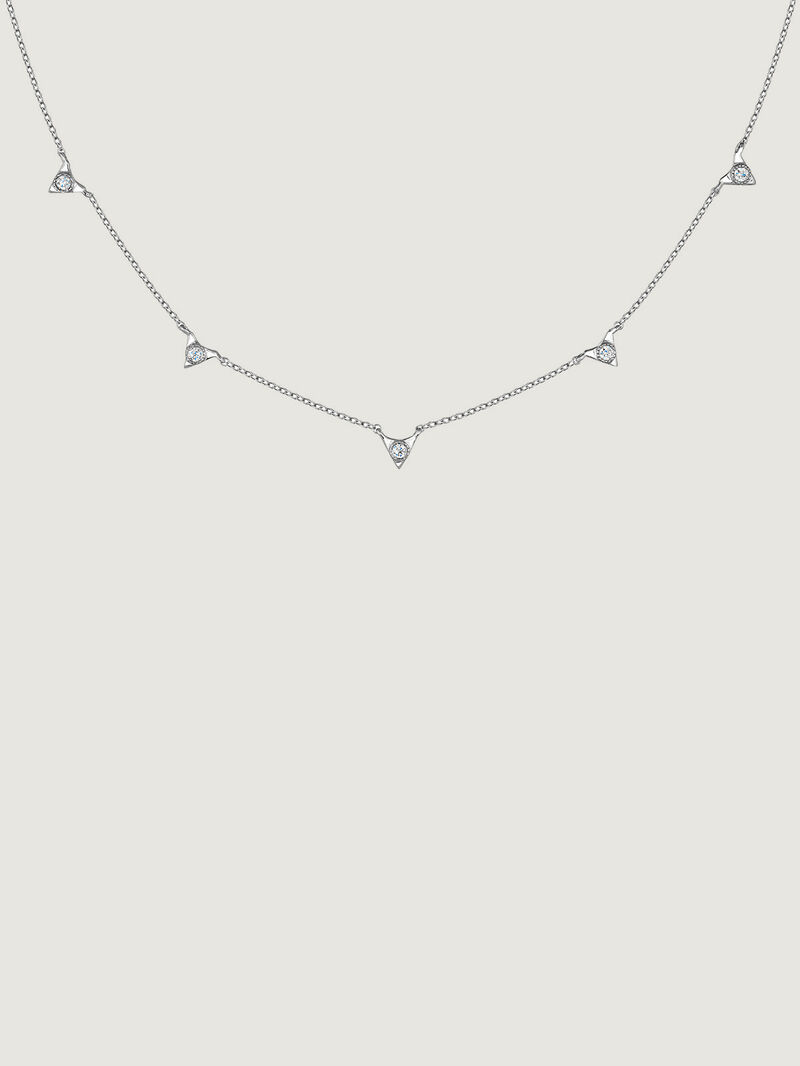 9K White Gold Necklace with Diamonds image number 0