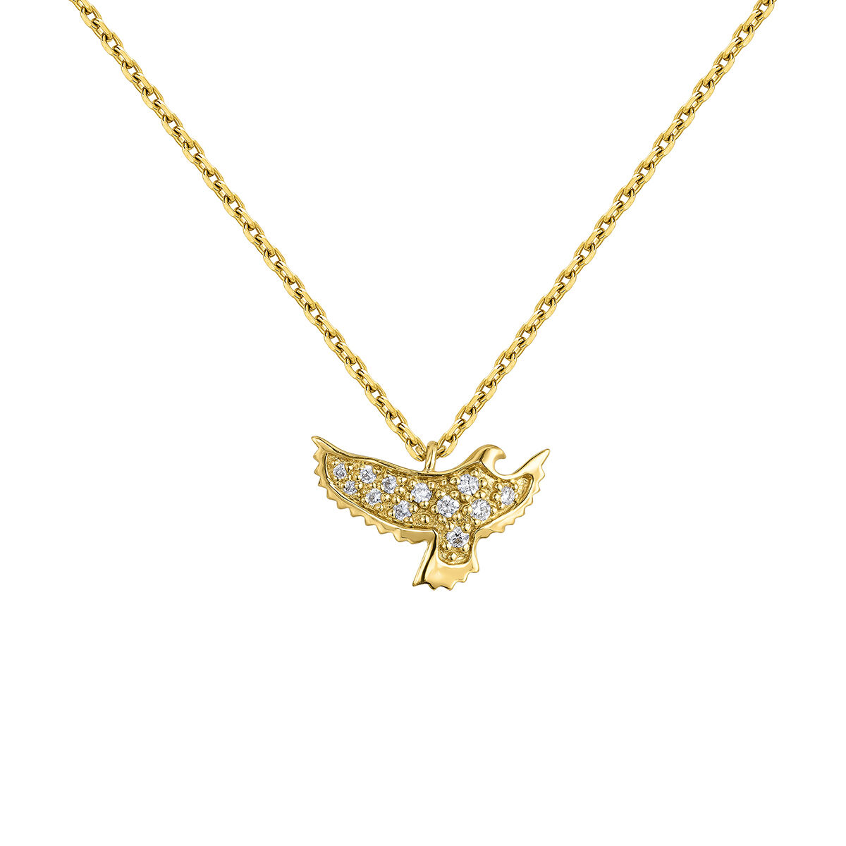 Eagle pendant in 18k yellow gold with diamonds, J05099-02, hi-res