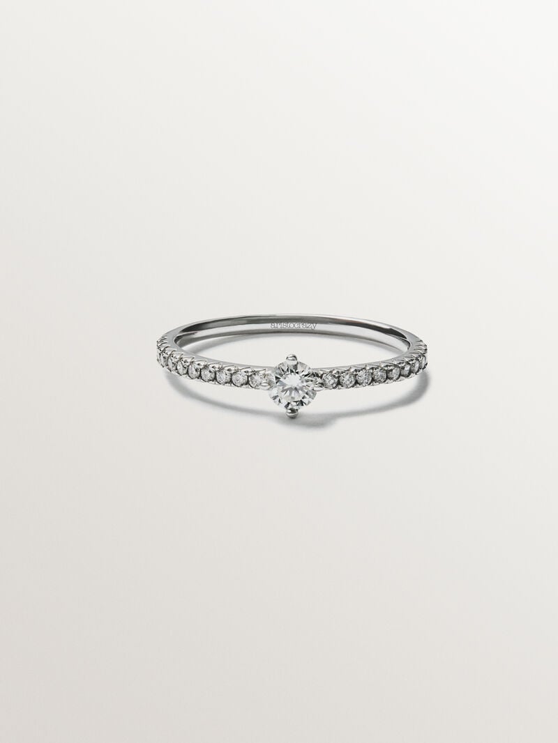 18K white gold ring with diamond arm and central diamond 0.23 cts image number 2