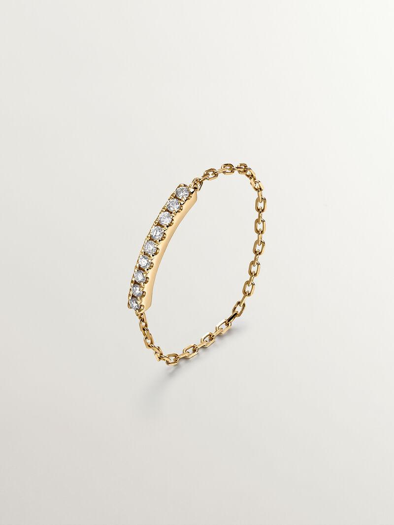18K Yellow Gold Chain Ring with Diamonds image number 0