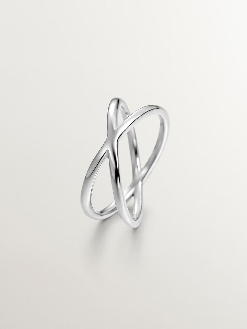925 Silver Double Crossed Ring image number 0